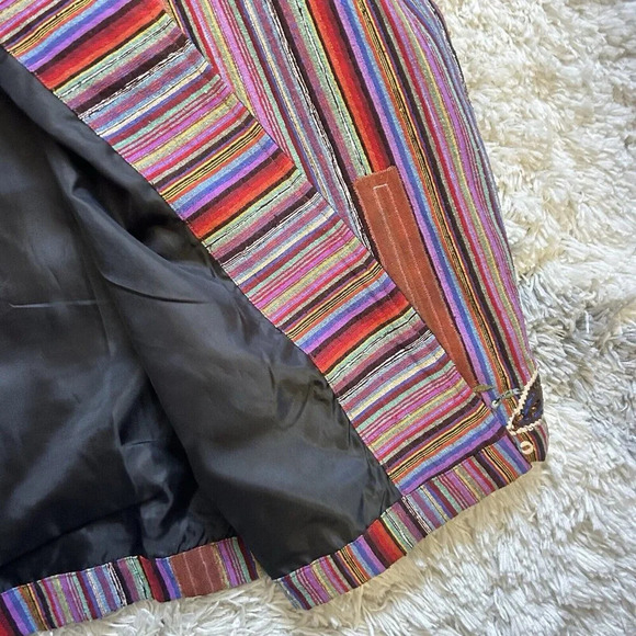 National Geographic Purple Patchwork Open Front Silk Boho Blazer Sz Medium M - Picture 5 of 8